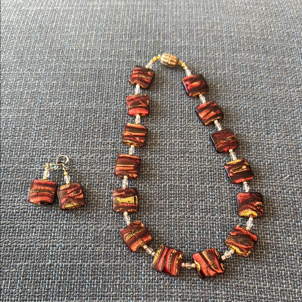Artisan Glass Necklace and Earrings